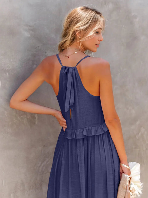 'Galatea' Ruffled Sleeveless Maxi Dress - Celes Fashion
